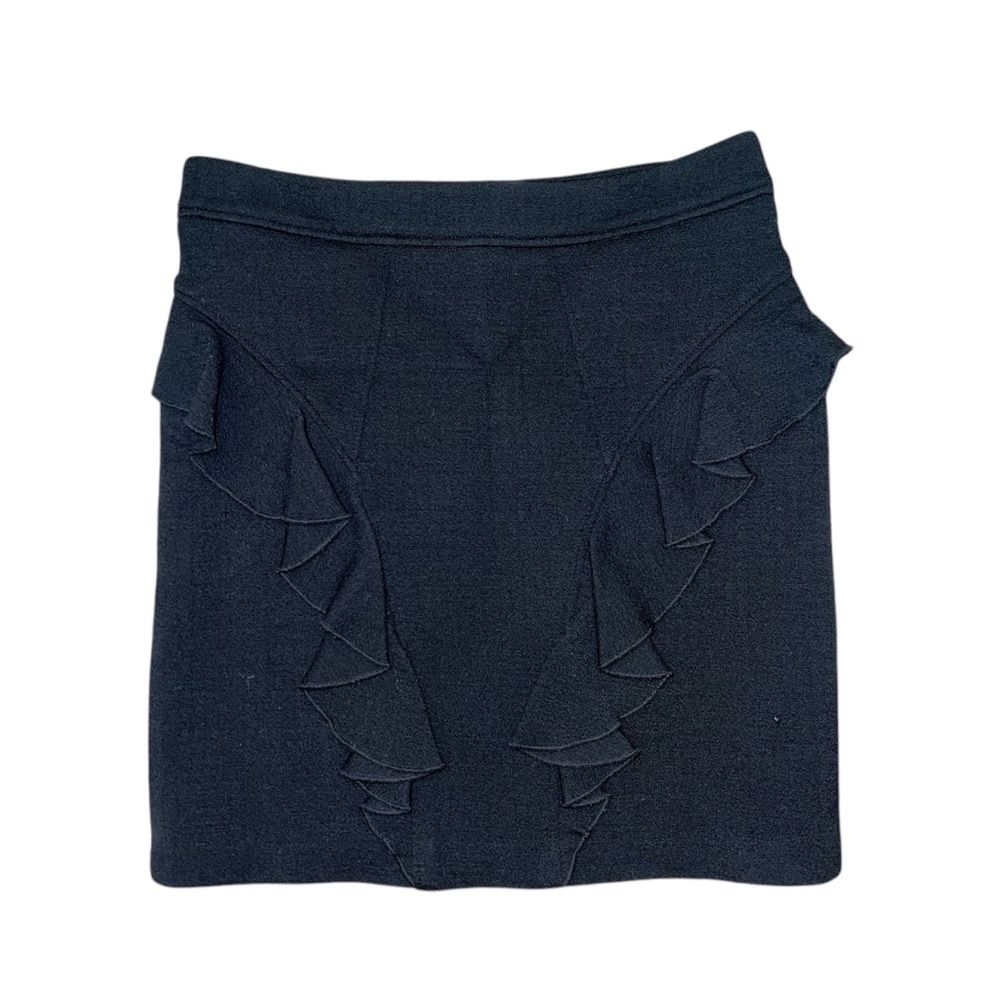 Anthropologie Leifsdottir Womens Black Wool Ruffle Mini Skirt Size 4